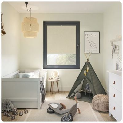 A cordless, pleated, Perfect Fit Blind in a child's bedroom 