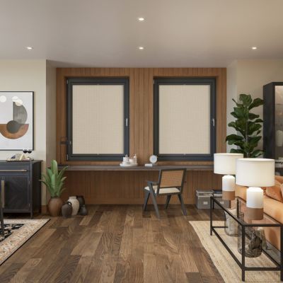 no drill pleated blinds in a home office