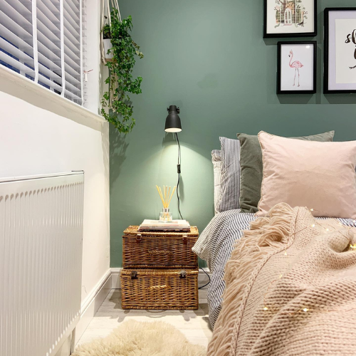 wooden blinds in bedroom