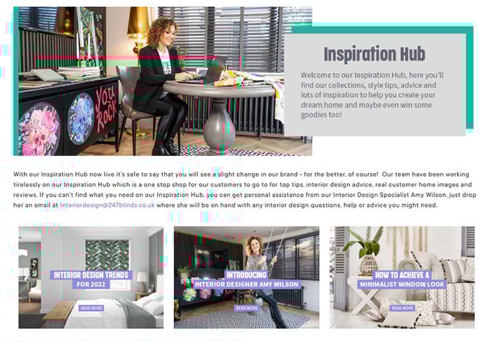 A screenshot of the inspiration hub