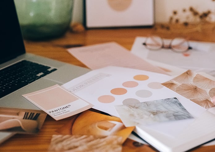 An image showing a neutral moodboard