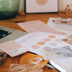 An image showing a neutral moodboard
