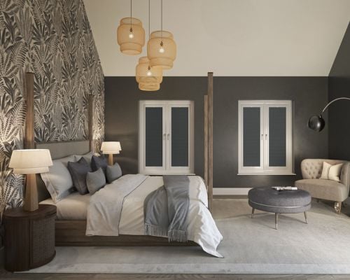 Blackout blinds in bedroom