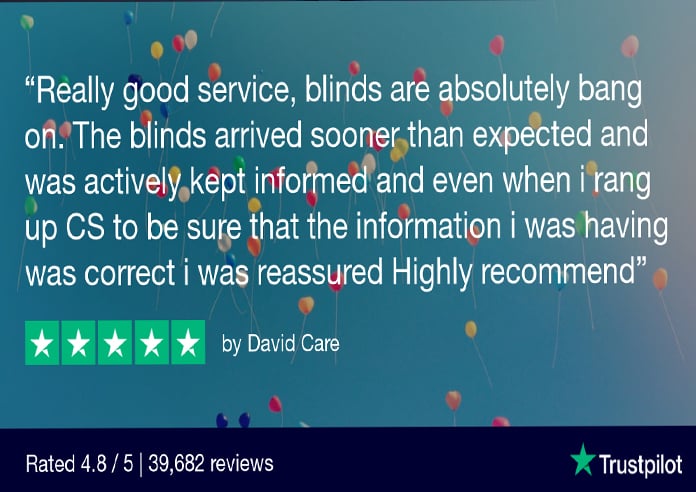 An example of one our our fantastic reviews shown on a balloon background