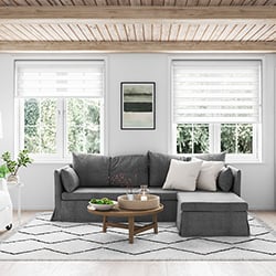 A white day and night blind in a living room