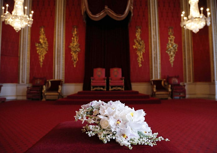 The Coronation Bouquet presented to Queen Elizabeth II in the Throne Room