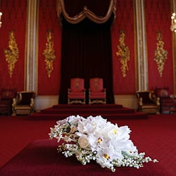 The Coronation Bouquet presented to Queen Elizabeth II in the Throne Room