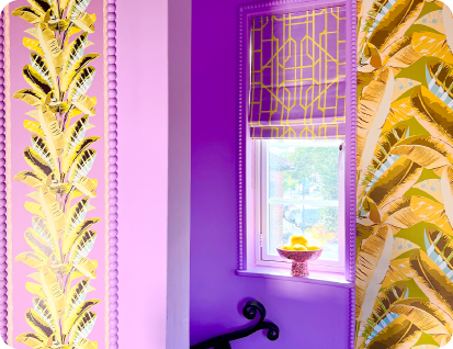 Make a statement that reflects your unique style and personality with our Bamboo Candy Yellow Lilac Roman blind.