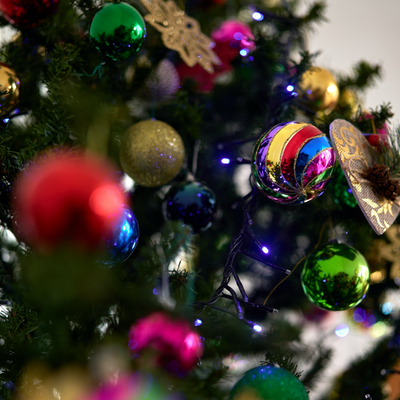Jewel toned Christmas tree ornaments