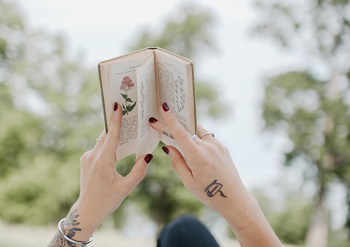 A woman reading a book