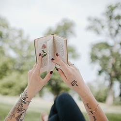 A woman reading a book