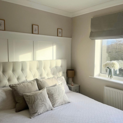 Roman blind neutral bedroom