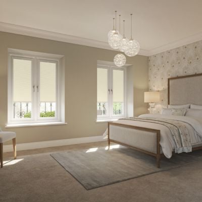 Blackout thermal no-drill perfect fit blind in bedroom 