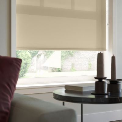 Beige sheer roller blind