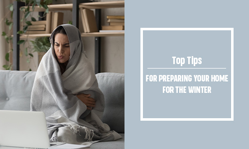 top tips for winter banner with a cold woman