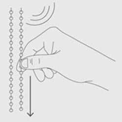 a graphic showing how to align a chain controlled vertical blind