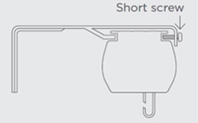 an icons showing how to secure a face fix headrail to a vertical blind