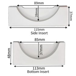 Diagram showing the spacing for a roman blind bracket