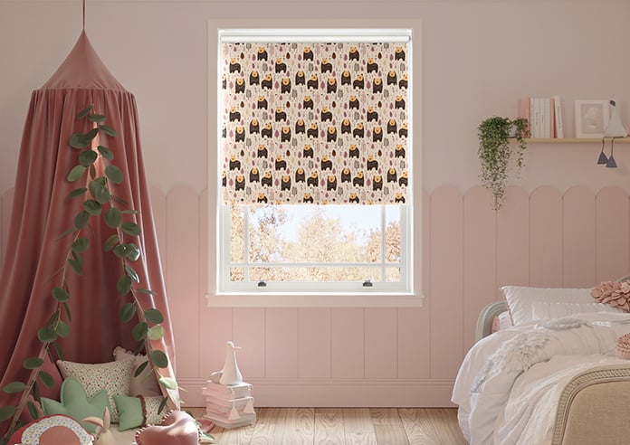 Bear Necessities, Rosewood - Roller Blind