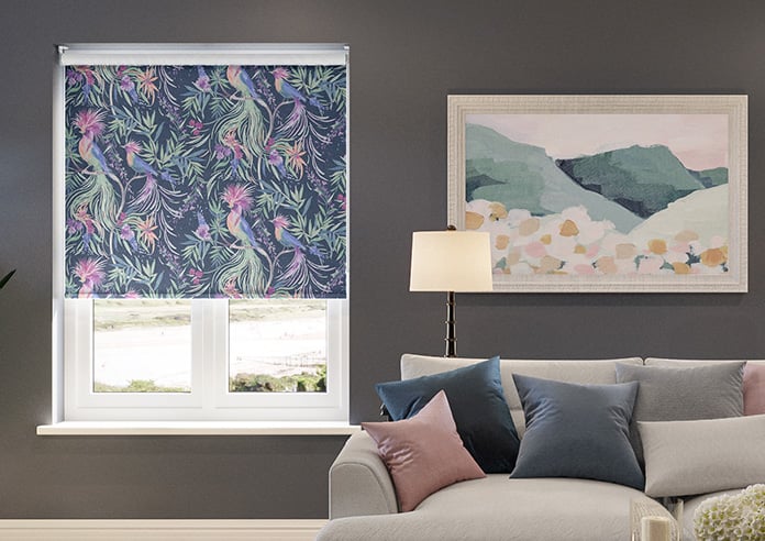 Birds of Paradise, Navy - Roller Blind