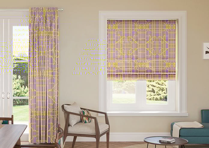 Bamboo Candy, Yellow Lilac - Roman Blind