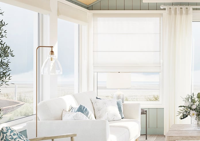 Casoria Voile, Classic White - Roman Blind | 247Blinds