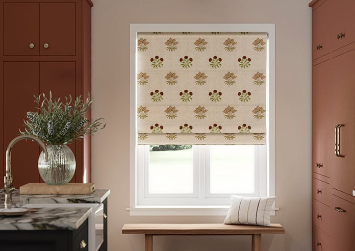 William Morris At Home Lily Flower Embroidery, Madder - Roman Blind