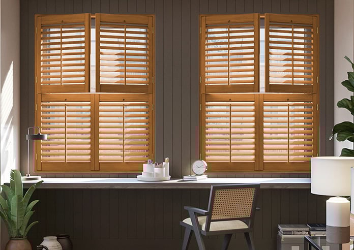 Kensington, Teak - Tier on Tier Plantation Shutter