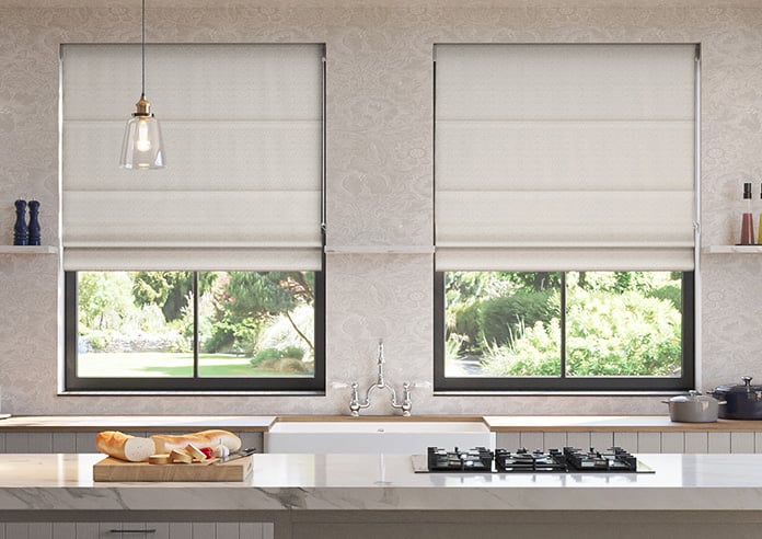Dew Drop, Metallic Ivory - Twist&Fit Roman Blind
