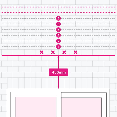 An image showing how to measure where to fit awning on a wall