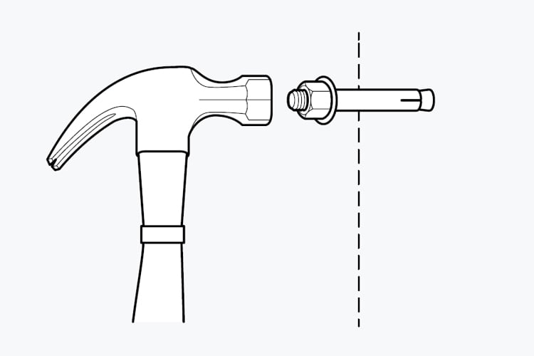 An image showing a hammer and wall anchors