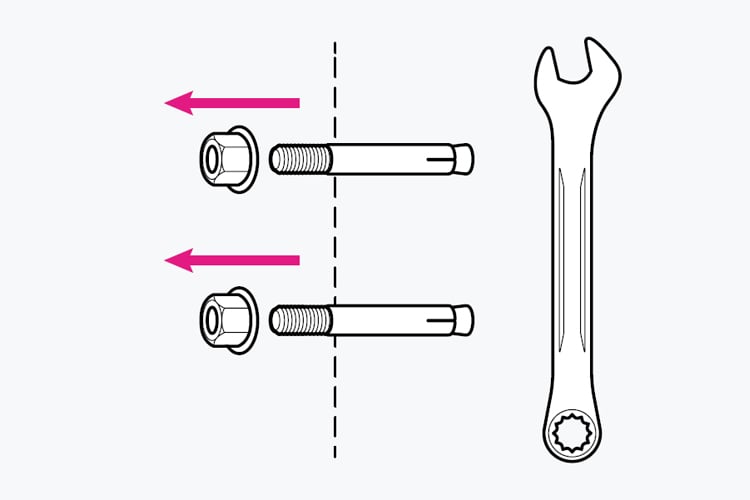 An image showing a spanner and the retaining bolts