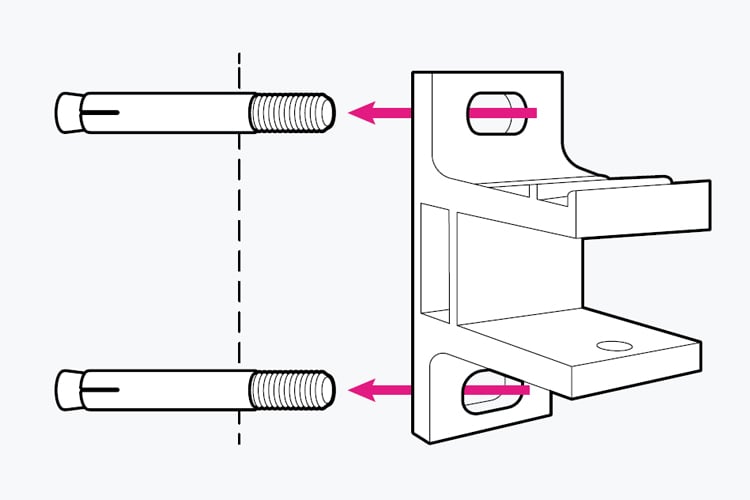 An image showing adding the brackets to the bolts