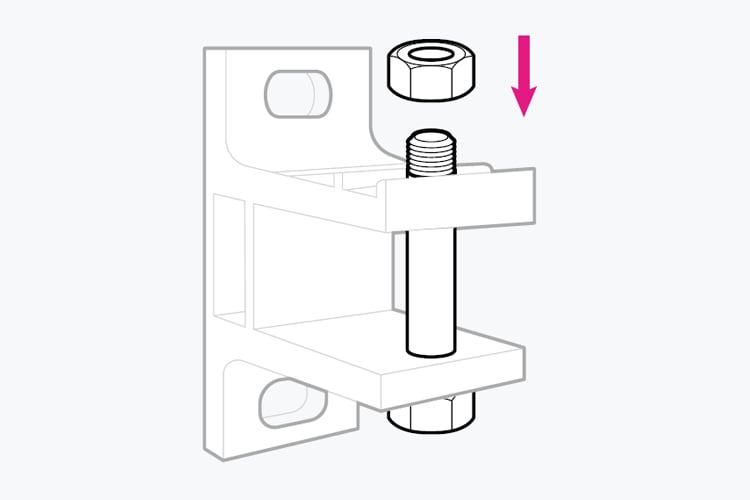 An image showing screwing the bolts into the brackets