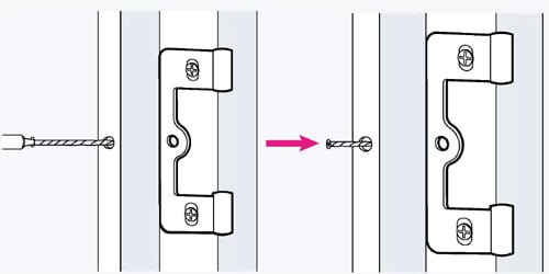 A graphic showing how to drill the holes in for a shutter frame