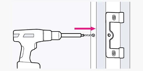 A graphic showing how to drill the hinges in for a shutter frame
