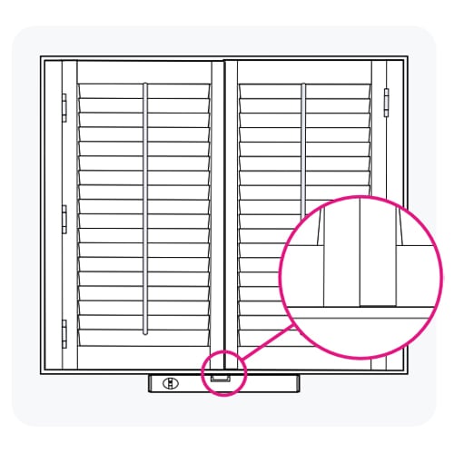 A graphic showing how to mount the shutter panel doors