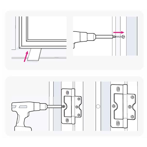 A graphic showing how to secure shutter door hinges