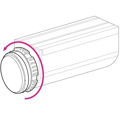 A graphic showing how to release a Twist&Fit roman blind from the window.