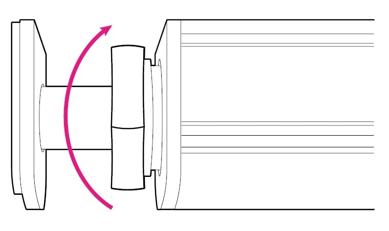 A graphic showing how to release a Twist&Fit roman blind from the window. A graphic showing how to release a Twist&Fit roman blind from the window.
