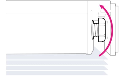 A graphic showing how a twist&fit wood from 247blinds releases from the window