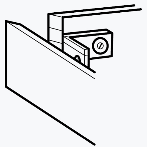 A graphic showing how to attached pelmet mitre sides