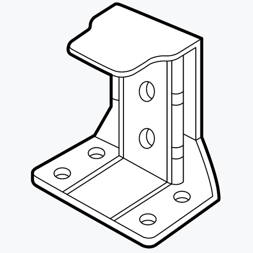 A graphic showing support brackets for a wood blind