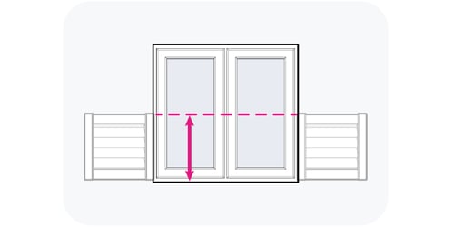 A graphic showing how to measure the height of a cafe shutter