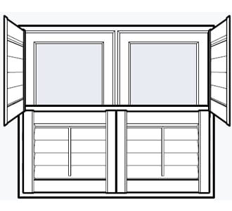 A diagram showing a tier on tier shutter