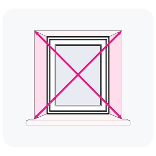 A diagram showing how to measure for your shutter and ensuring your window is square