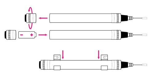 An image showing how to install the battery pack