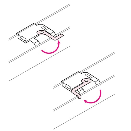 A diagram showing roman swivel bracket arms rotating