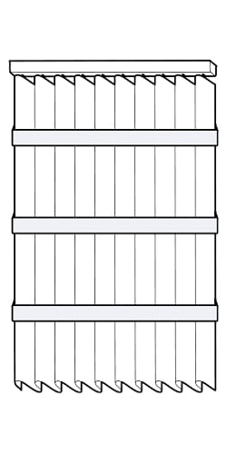 A wave curtain with fabric wrapped around